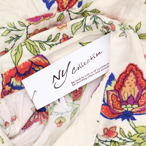 NWT Ny Collection Petites Crinkle Tiered Maxi Dress Ivory Floral Off White PL - Picture 5 of 6